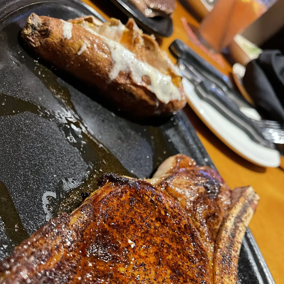Bone in Rib Eye Steak Cooked Medium Well