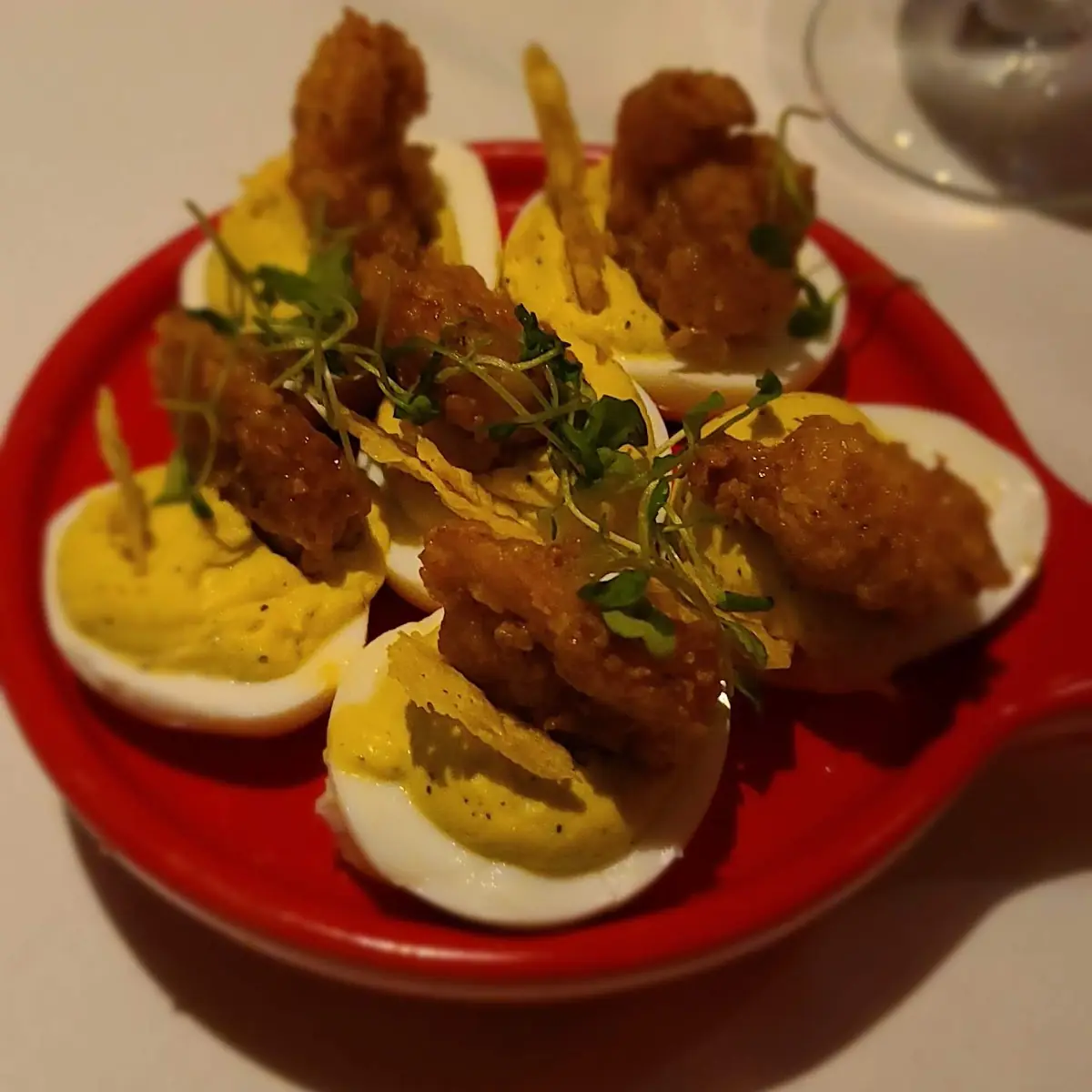 Crispy Shrimp Deviled Eggs