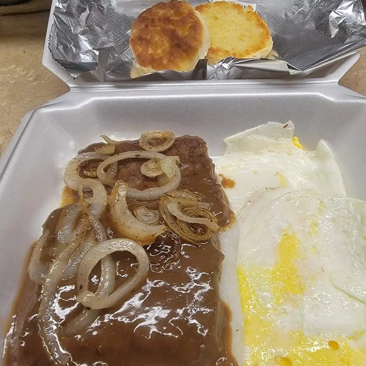 Beef Patty with Brown Gravy and Onions