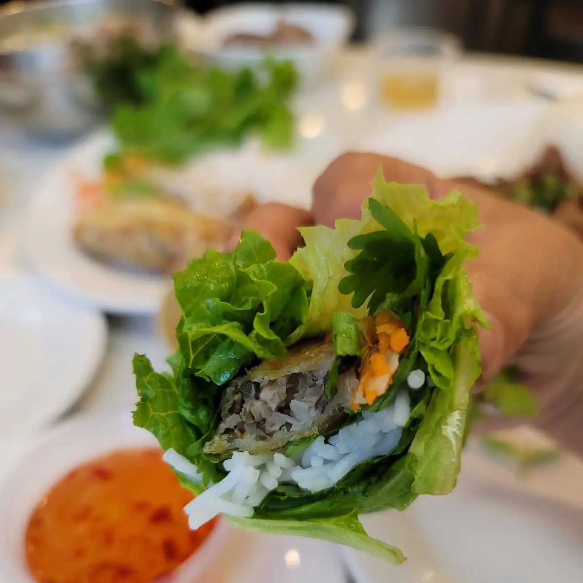 Nem Ran Eggrolls Wrapped with Rice Paper & Crispy Fried