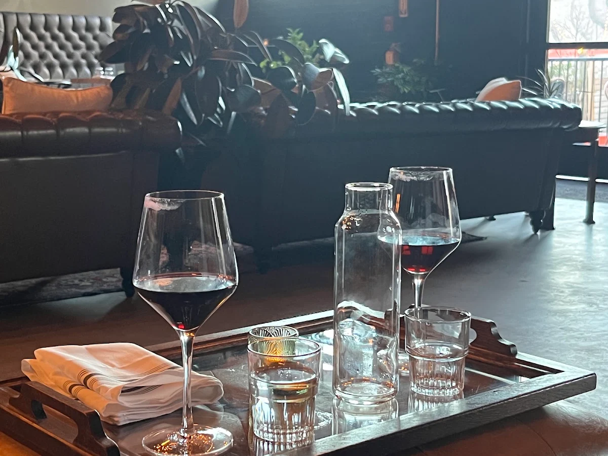 Red Wine & Water Bottle w Glasses