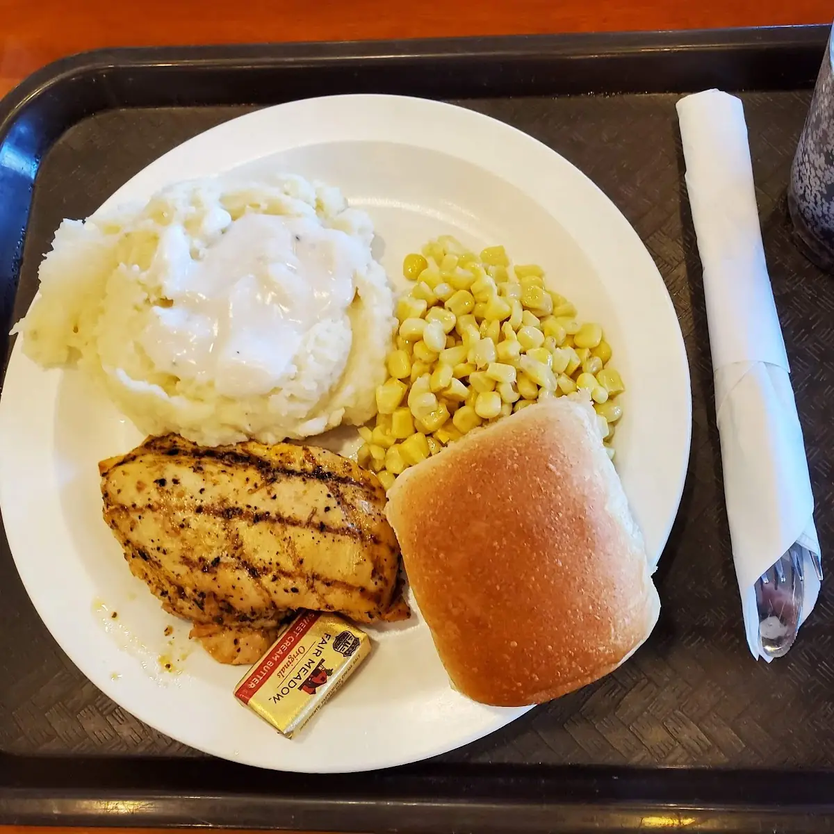 Grilled Chicken Mash Potatoes Corn Roll