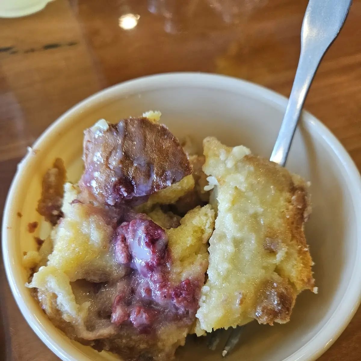 Raspberry Bread Pudding with Vanilla Sauce