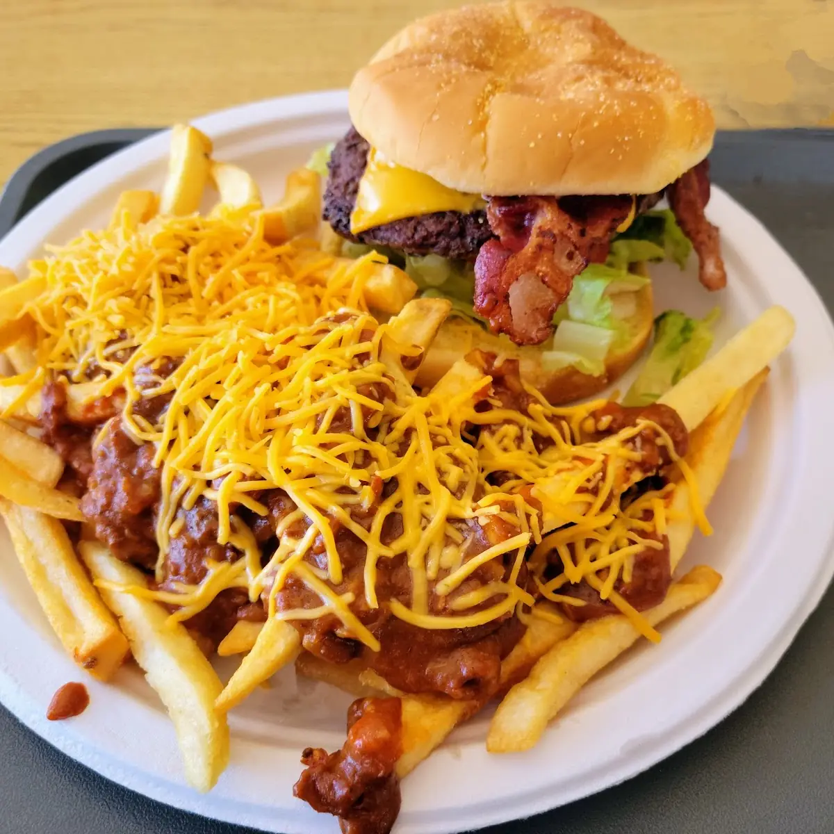 Bacon Cheeseburger Chili Cheese Fries