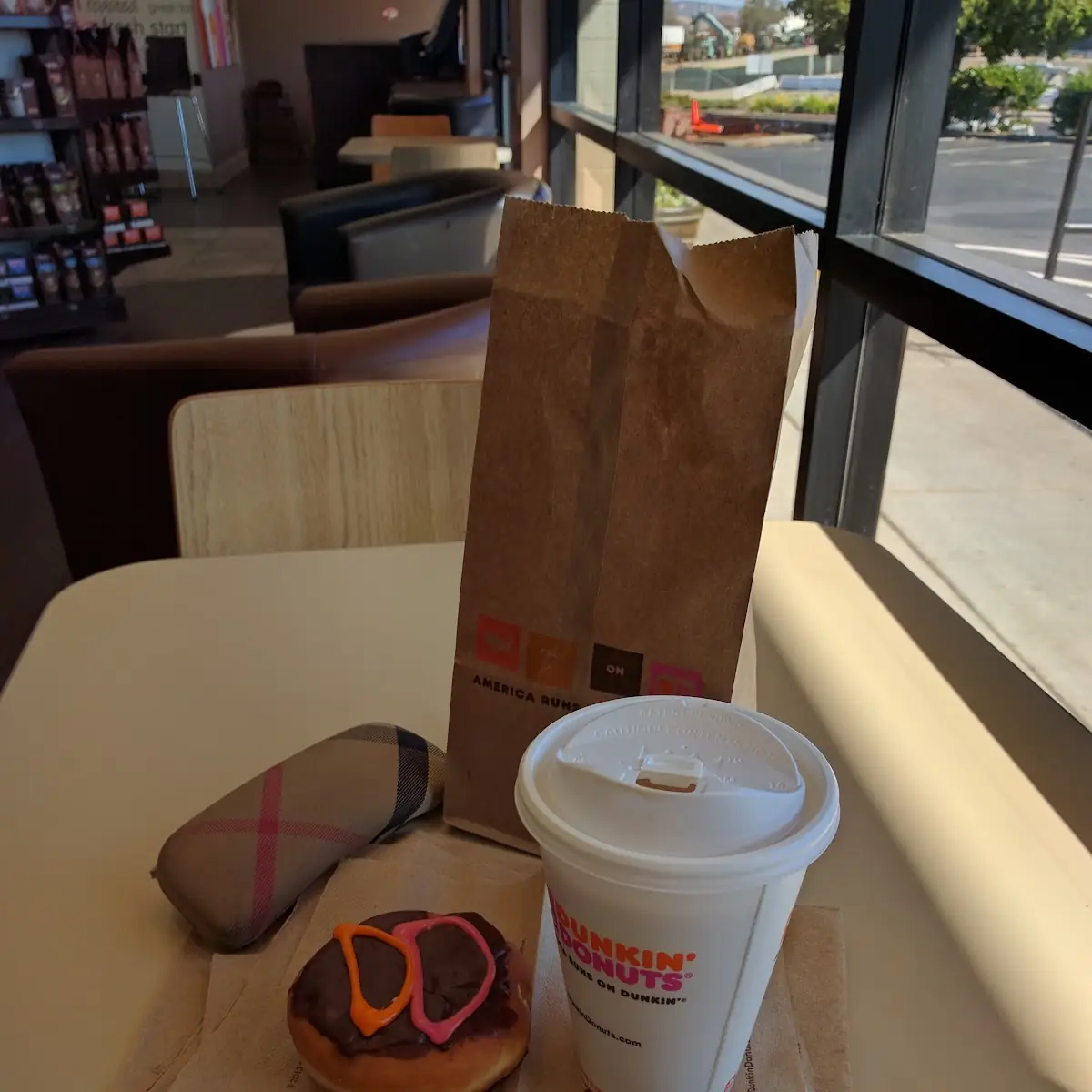 Chocolate Filled Donut and Coffee
