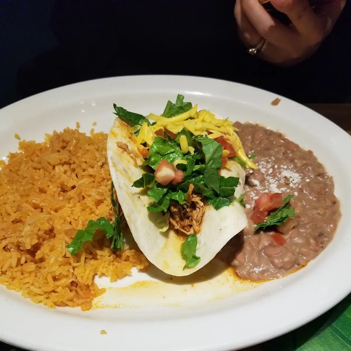 Chicken Taco with Rice and Beans and Rice