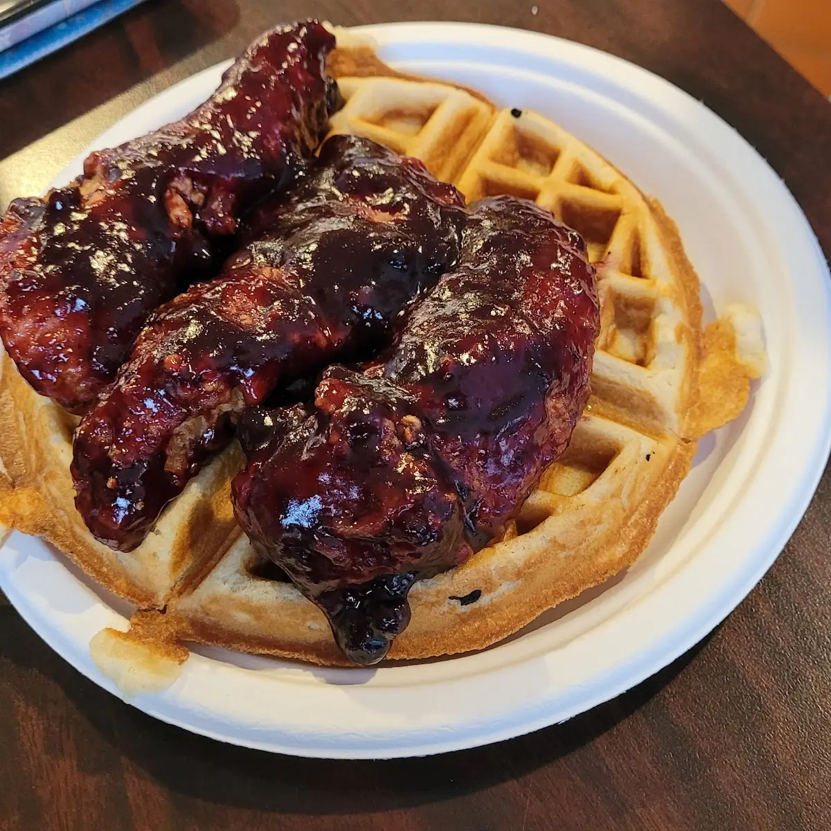 Blueberry Chipotle Chicken and Waffles
