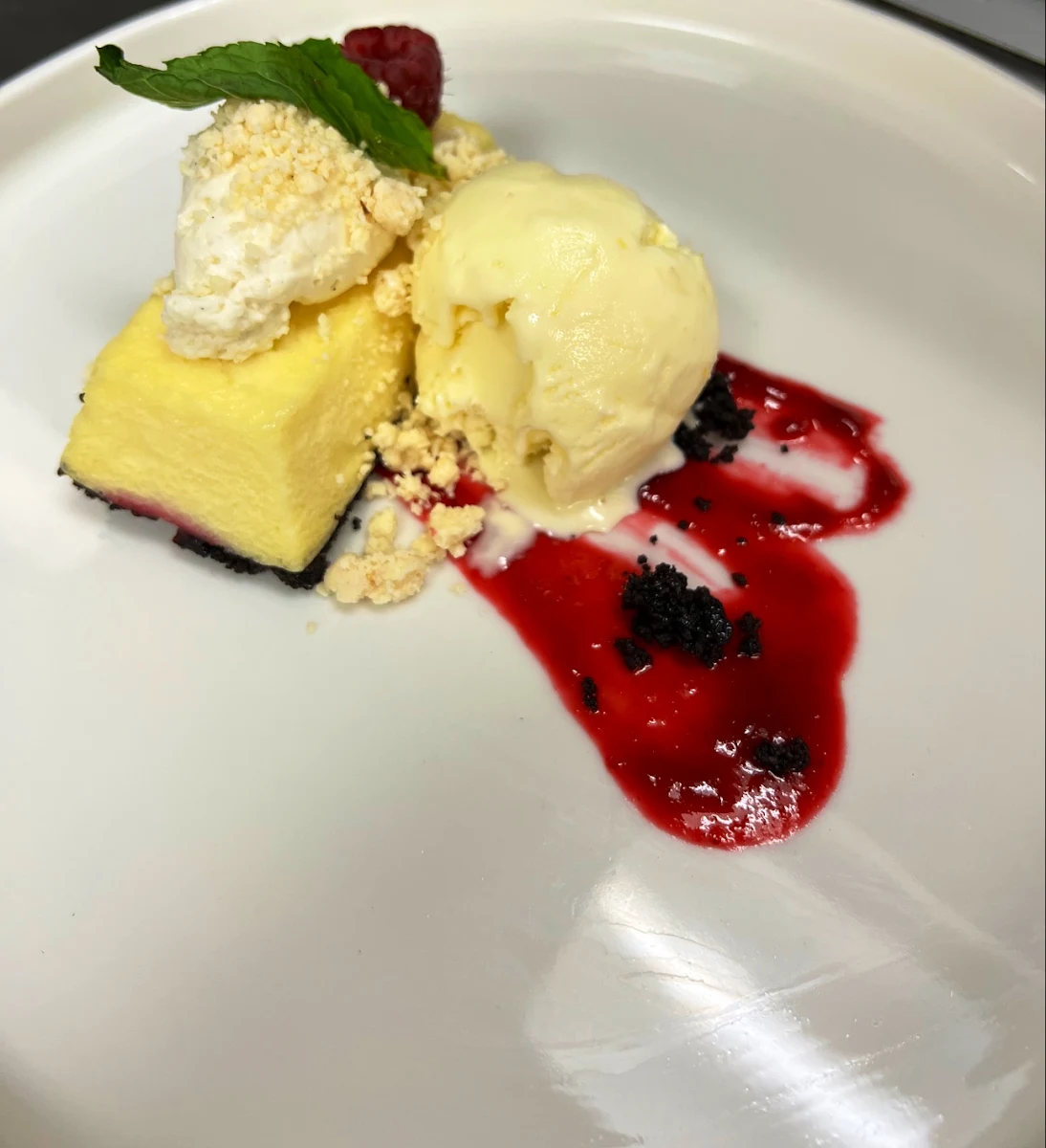 Raspberry Cheesecake with Lemon Ice Cream