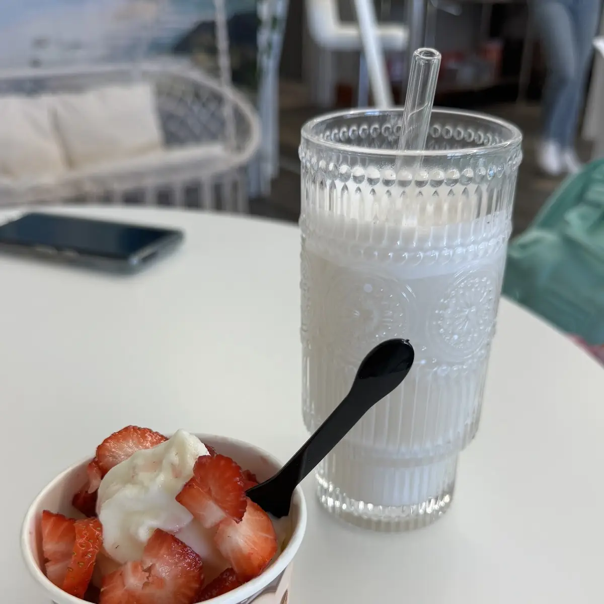 Vanilla Soft Serve Ice Cream with Strawberries