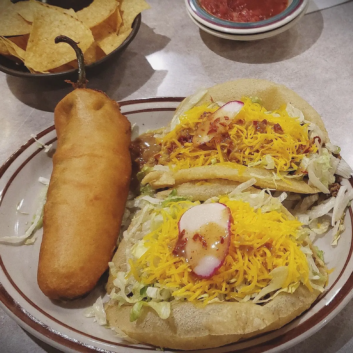 Fluffy Taco and Chile Relleno
