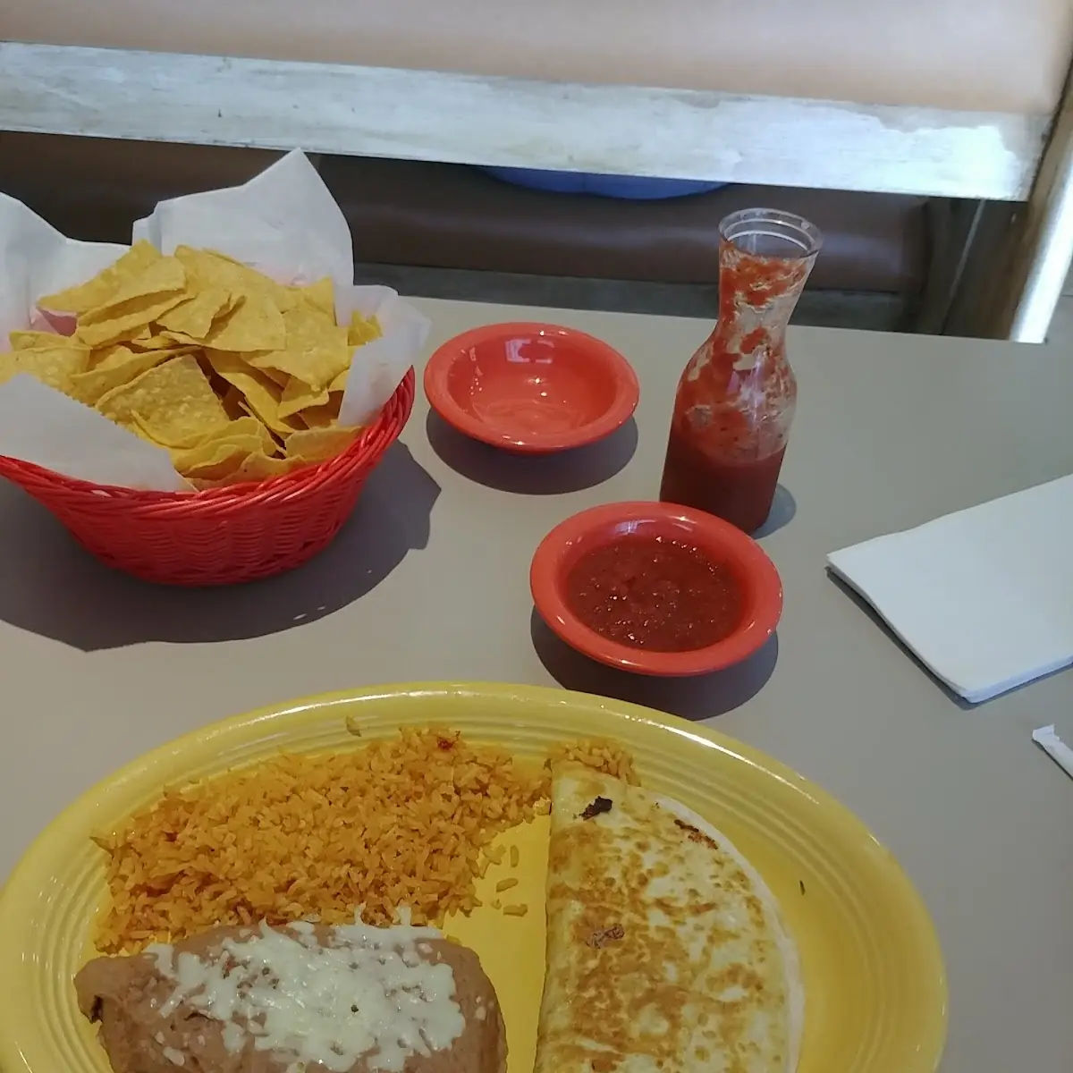 Chicken Quesadilla Rice and Chile Relleno