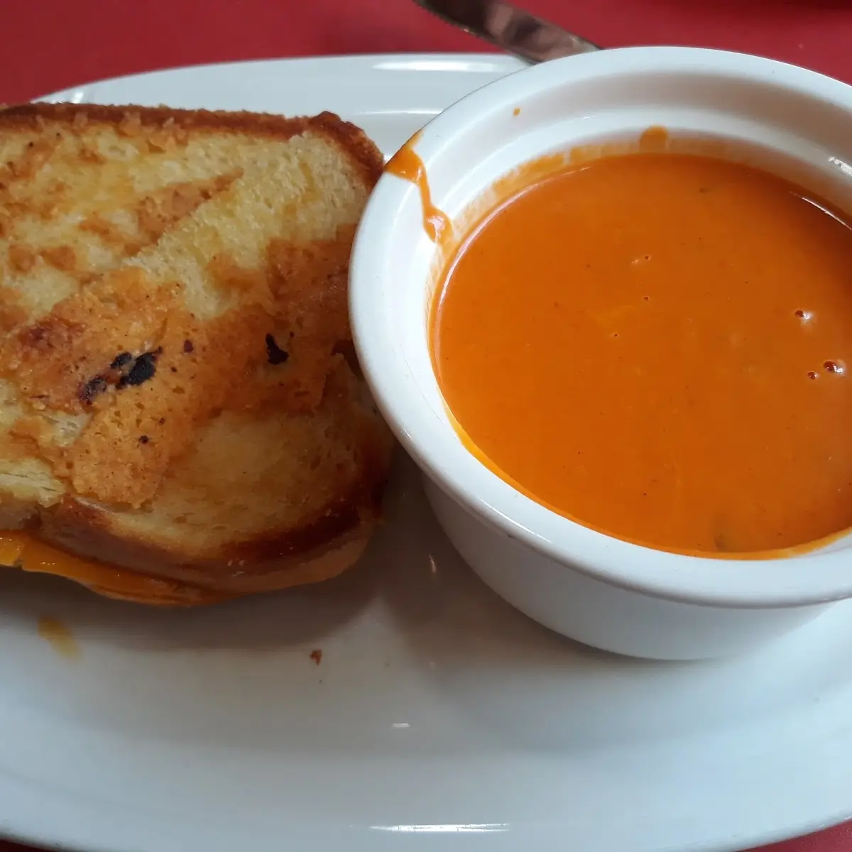 Three Cheese Grilled Cheese and Tomato Basil Soup