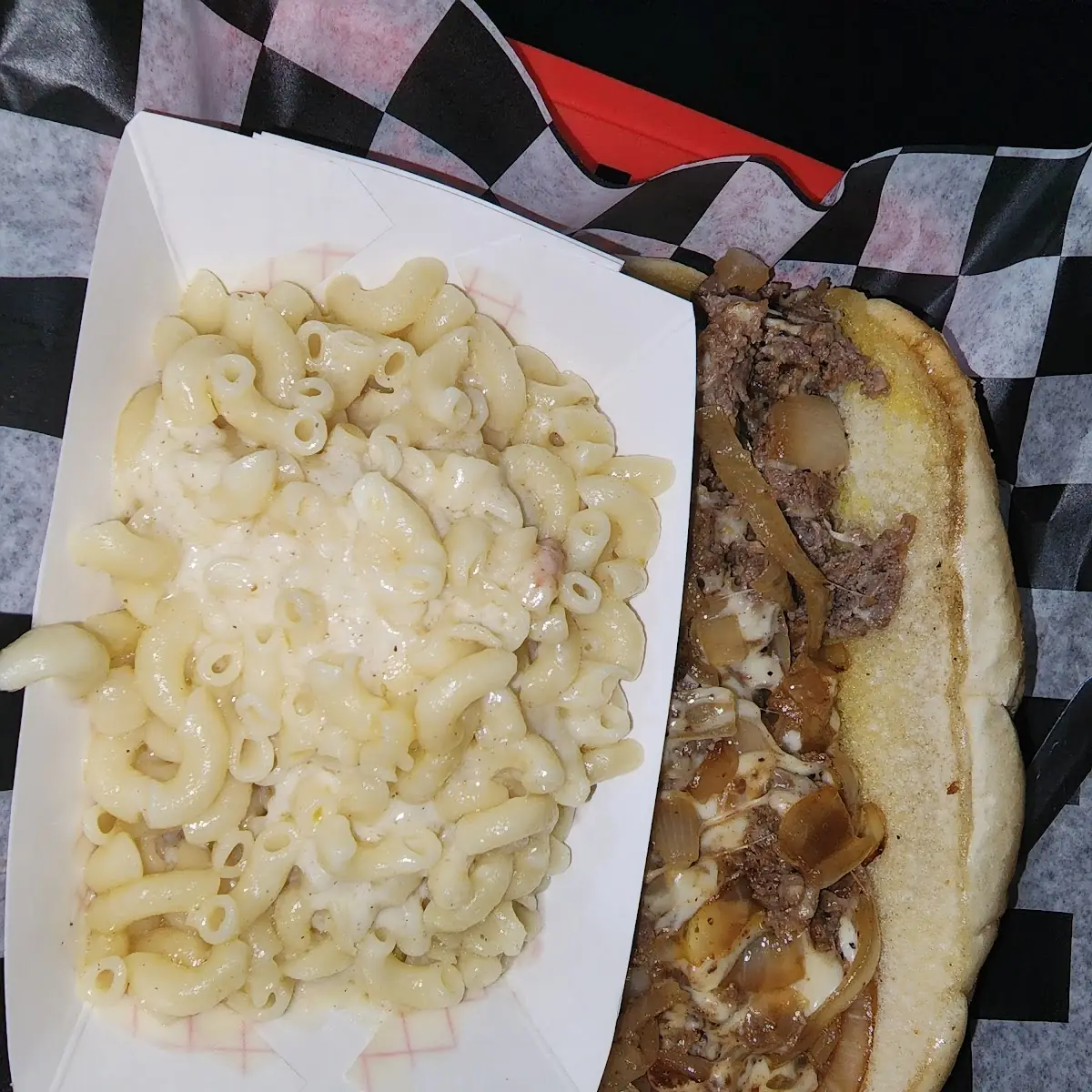 Cheesesteak and Mac and Cheese