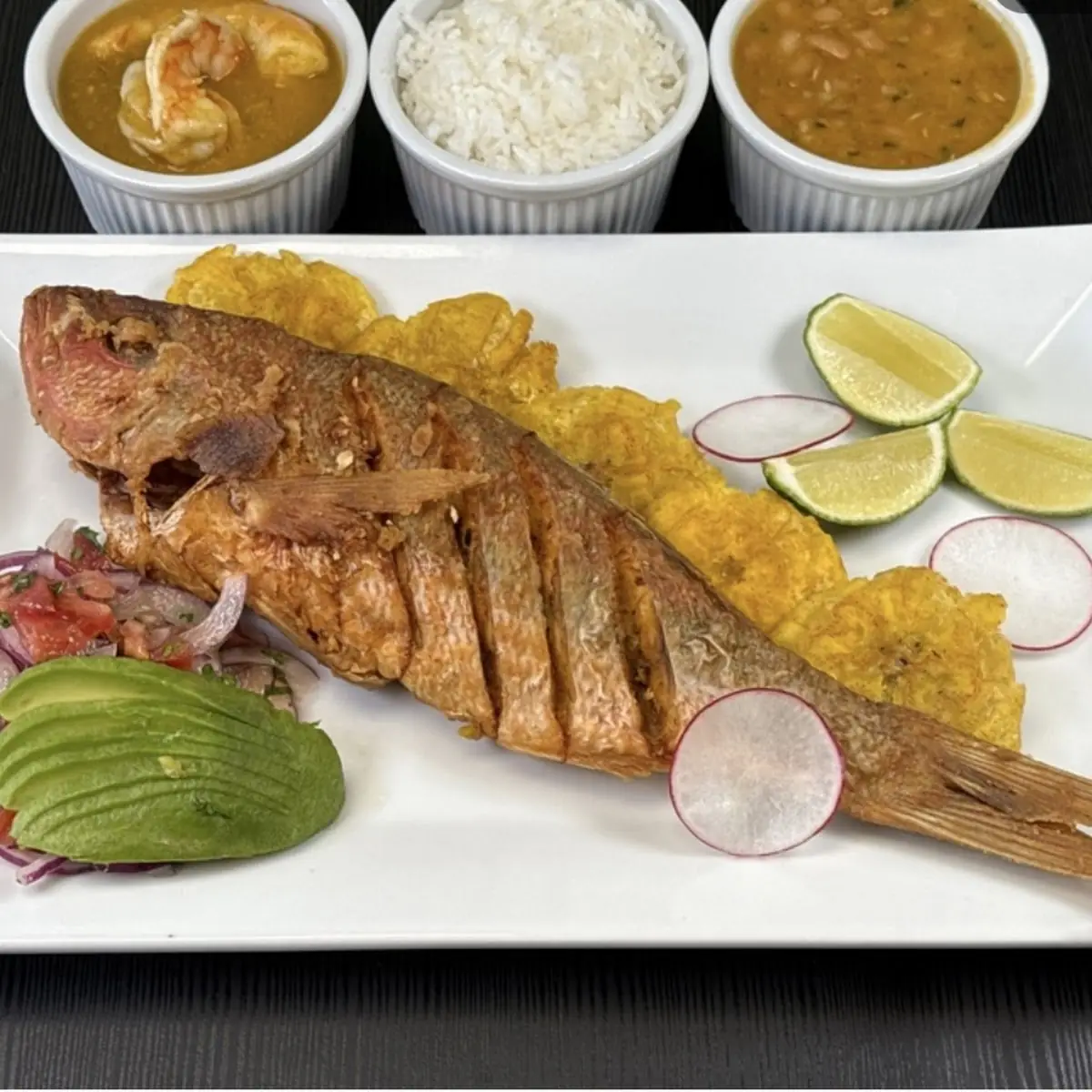 Pargo Rojo Frito Fried Red Snapper Rice and Beans