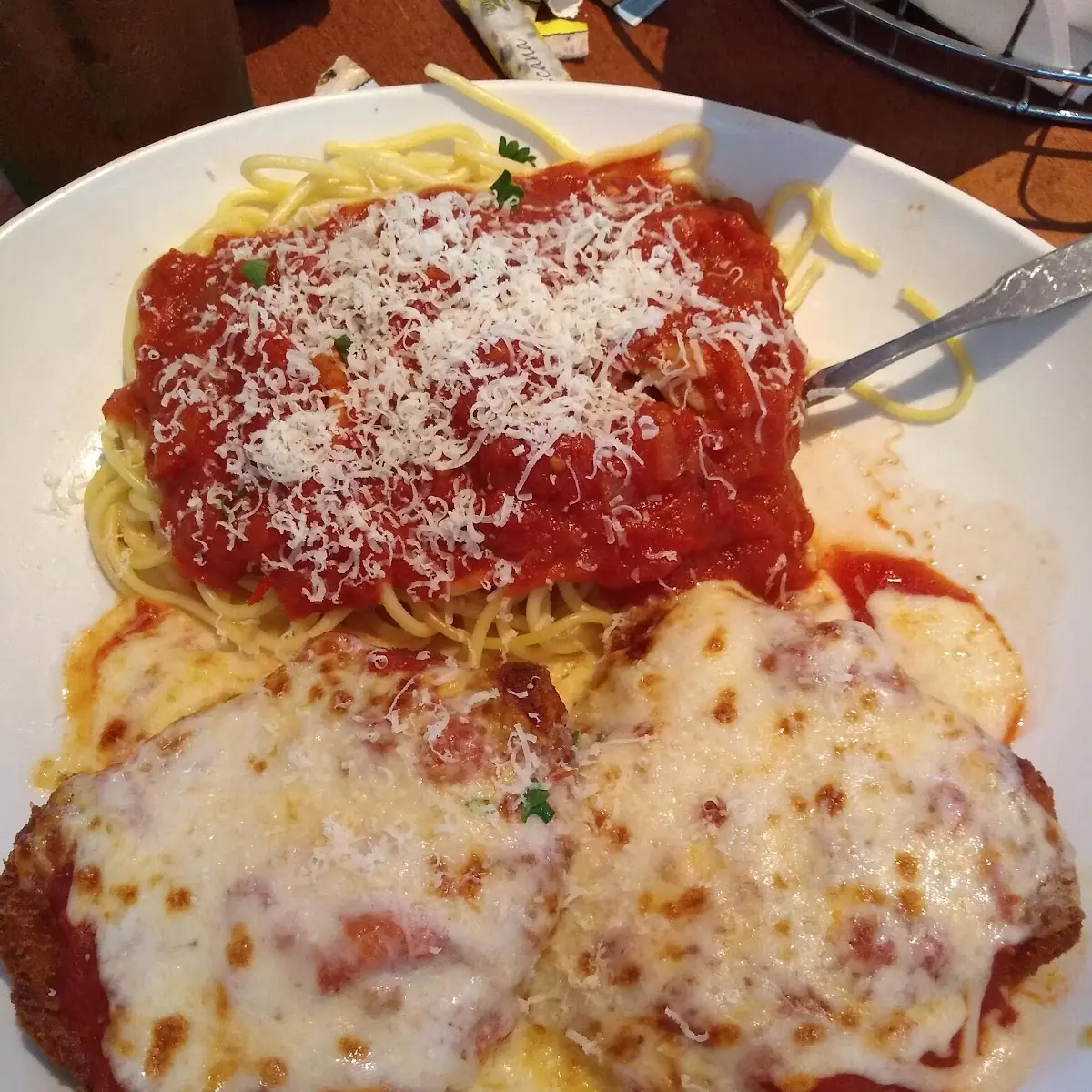 Chicken Parmigiana with Spaghetti