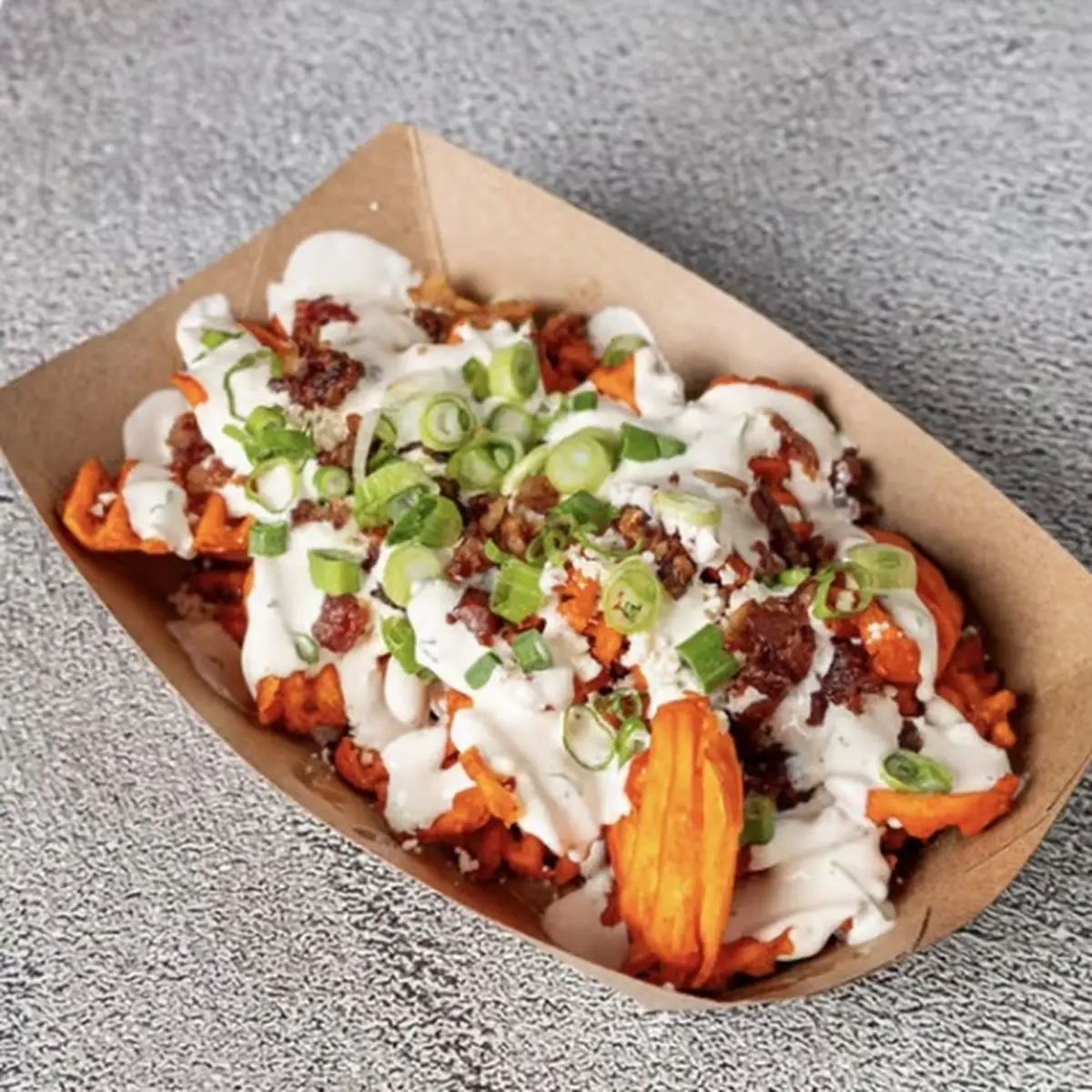 Loaded Sweet Potato Waffle Fries