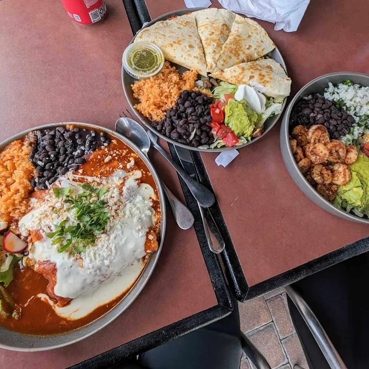 Chicken Enchilada and Steak Quesadilla