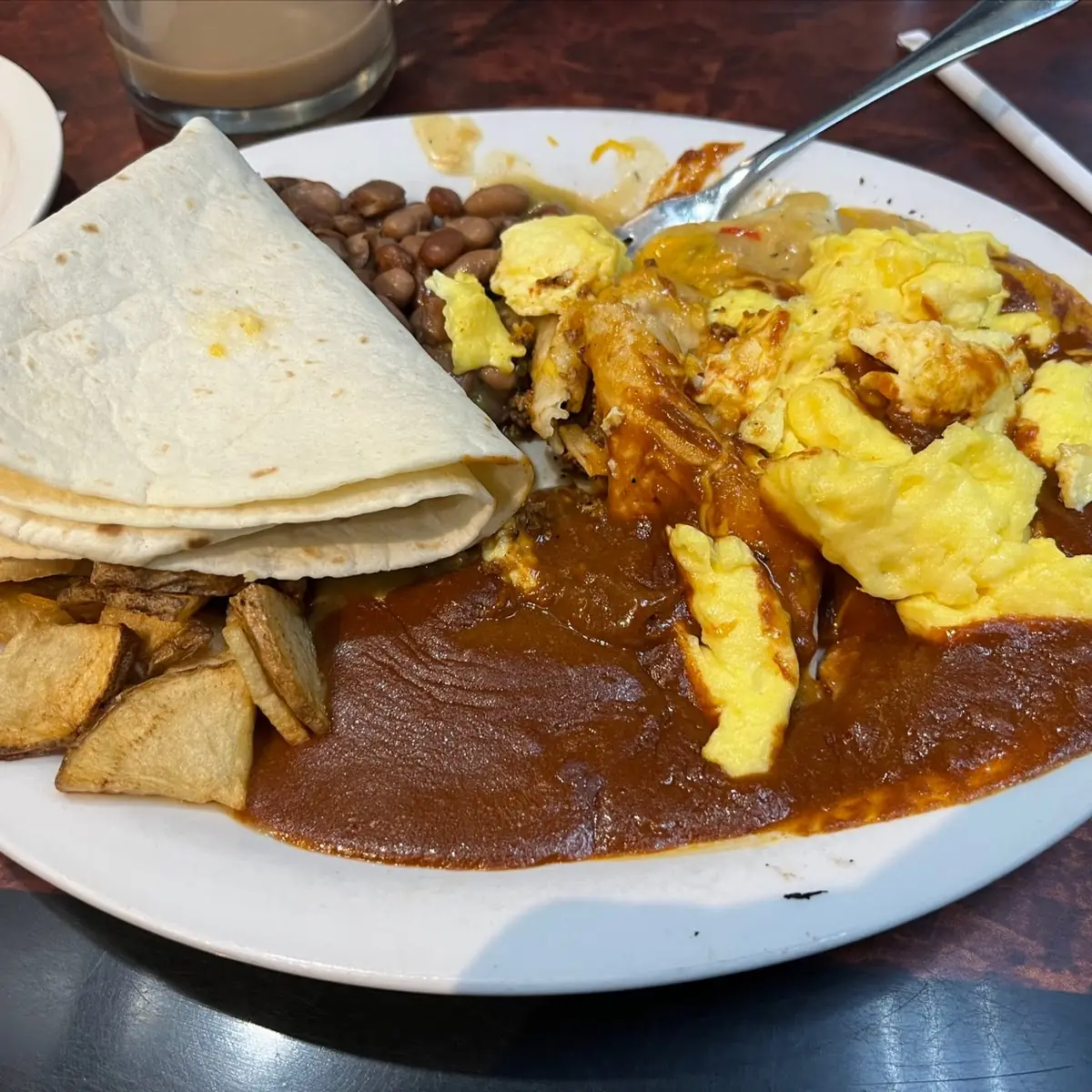 Enchiladas Tejanos with Red and Green Chile