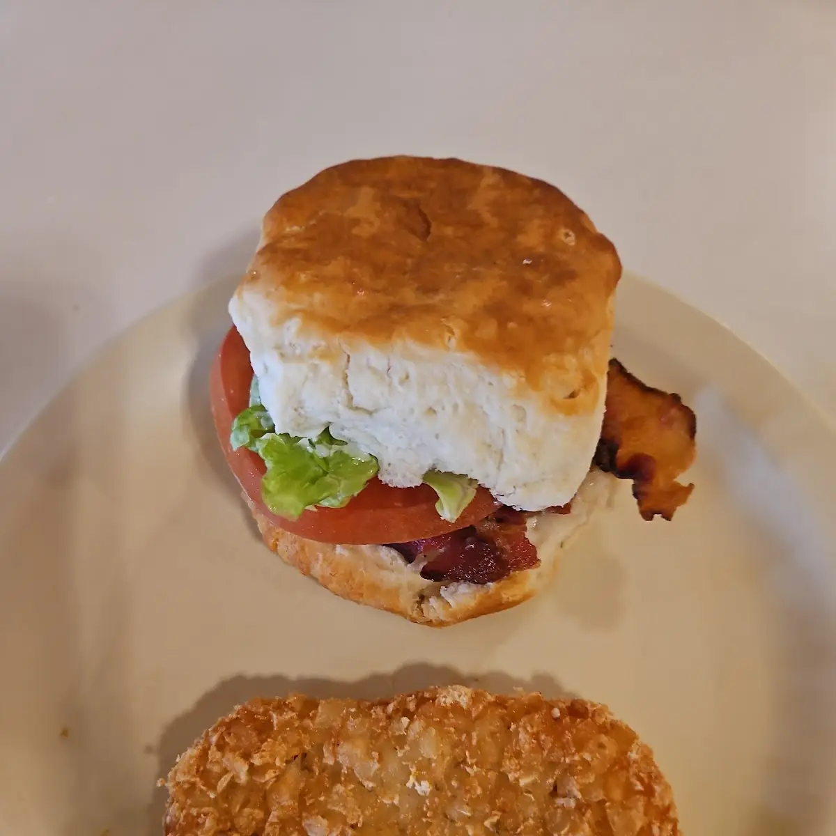 blt Bisquit and Hash Browns