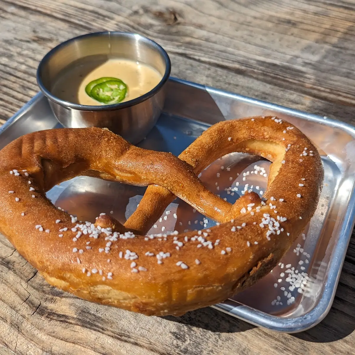 Warm Pretzel with Cheese Sauce