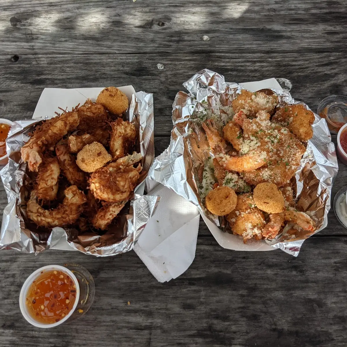 Coconut Shrimp and Garlic Parmesan Shrimp