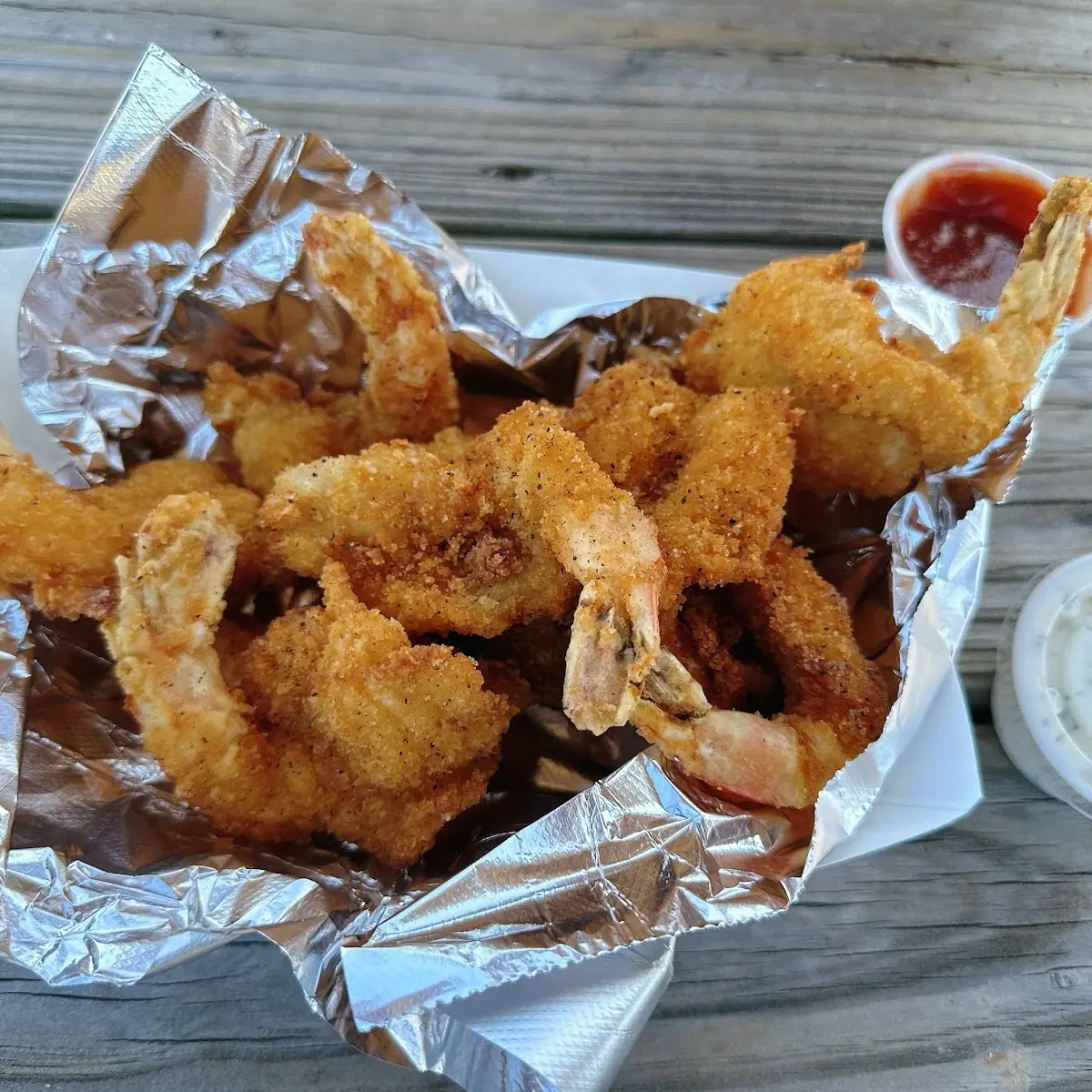 Coconut Shrimp and Two Hush Puppies