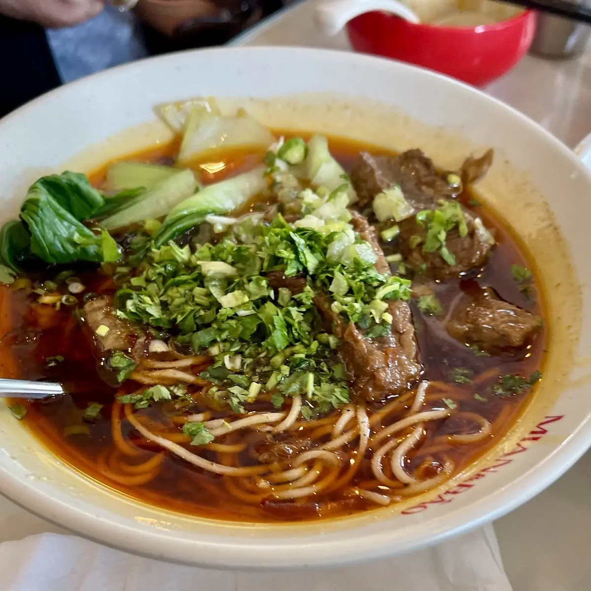 Spicy Beef Noodle Soup with Dumplings