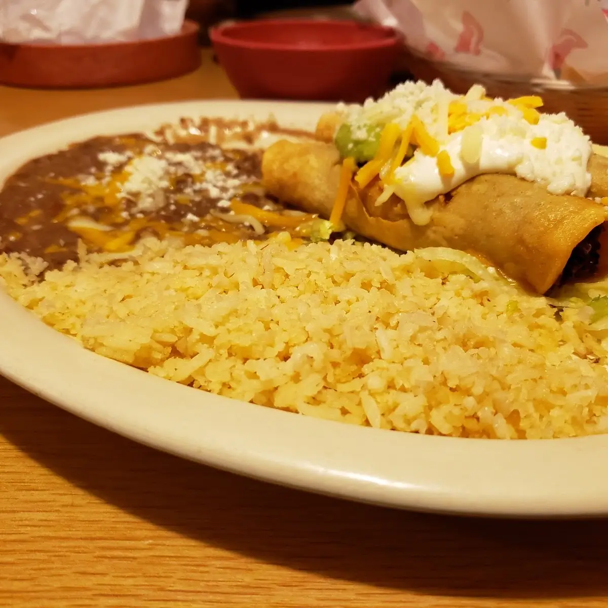 Chile Colorado Enchilada Plate with White Sauce