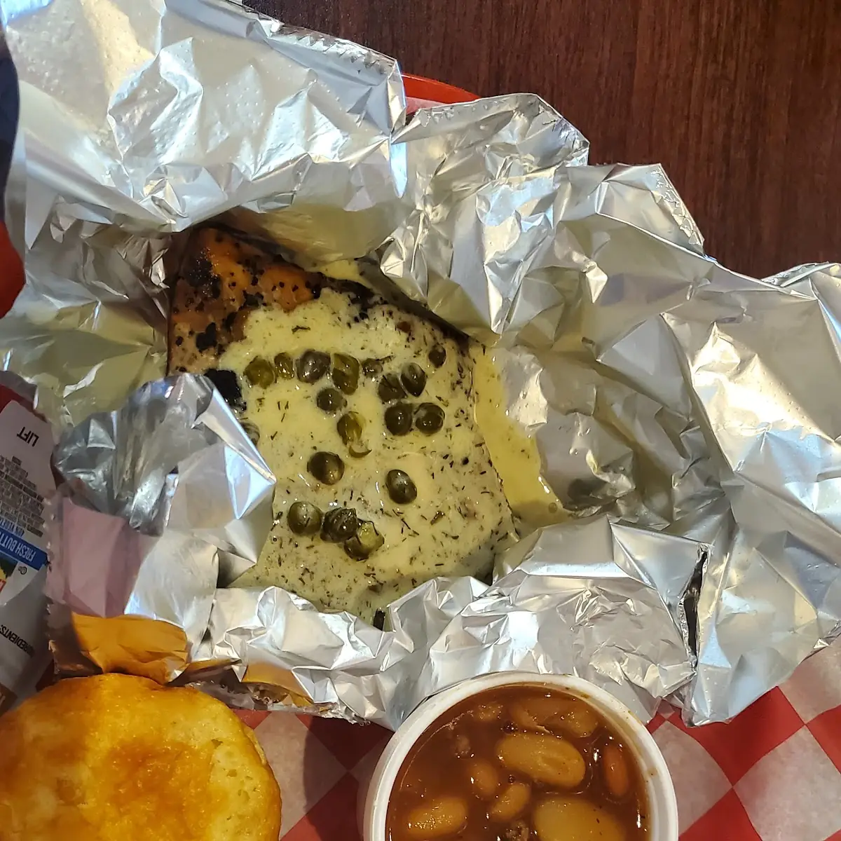 Smoked Salmon with Beans and Corn Bread