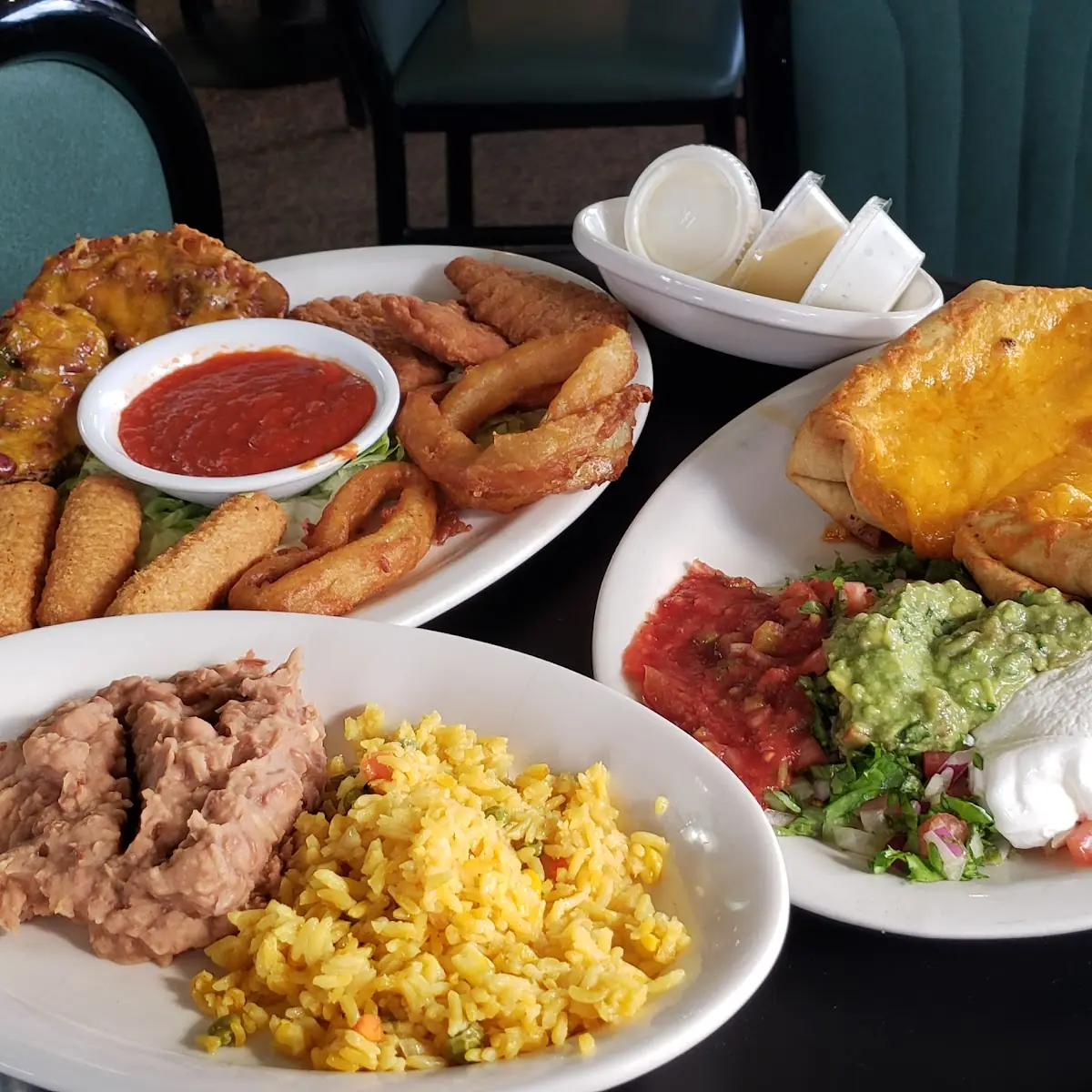 Chimichangas Rice Refried Beans Appetizer Sampler
