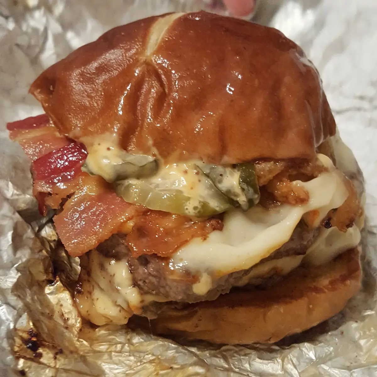 Pretzel Bacon Pub Double Cheeseburger