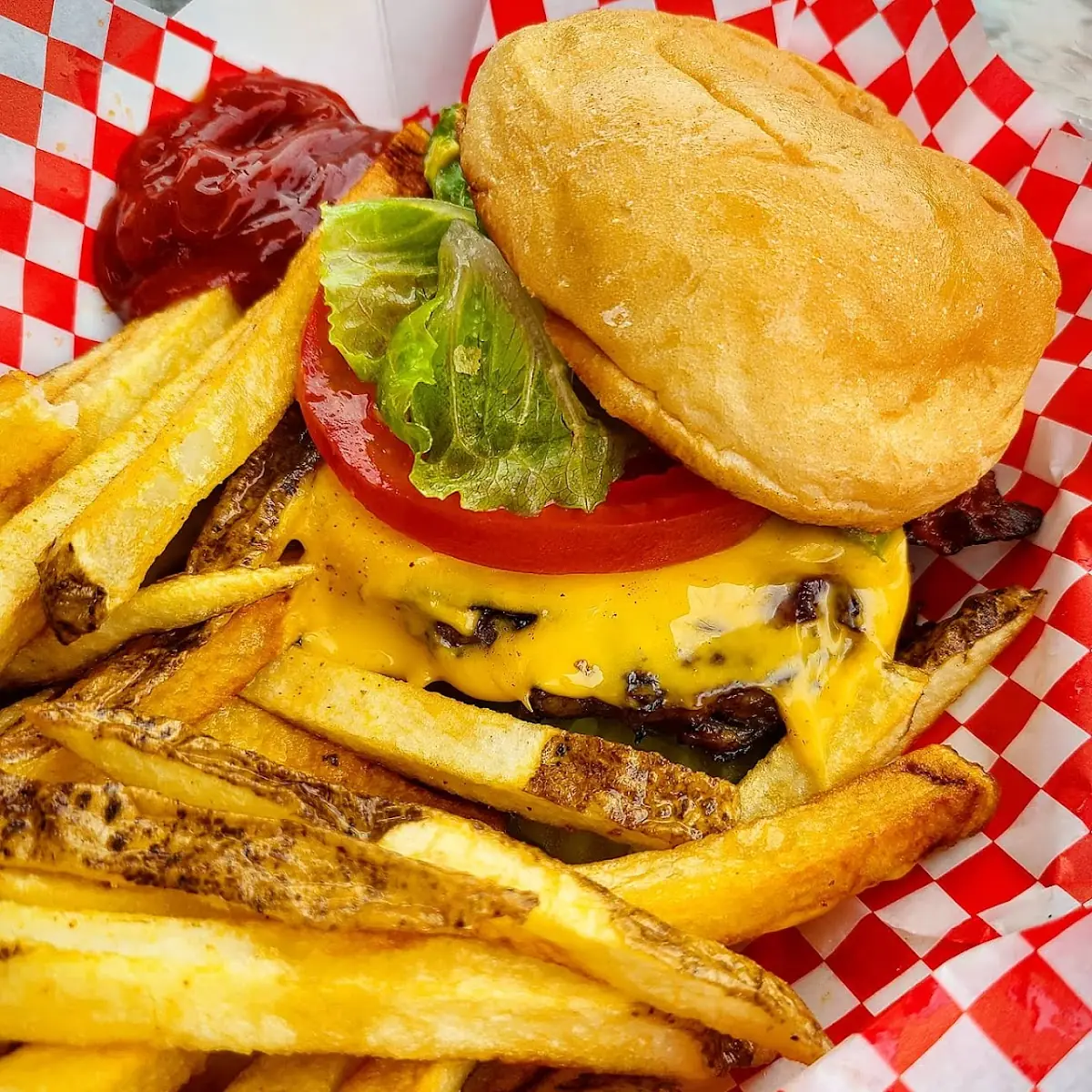 Cheeseburger Basket with Hand Cut Fries