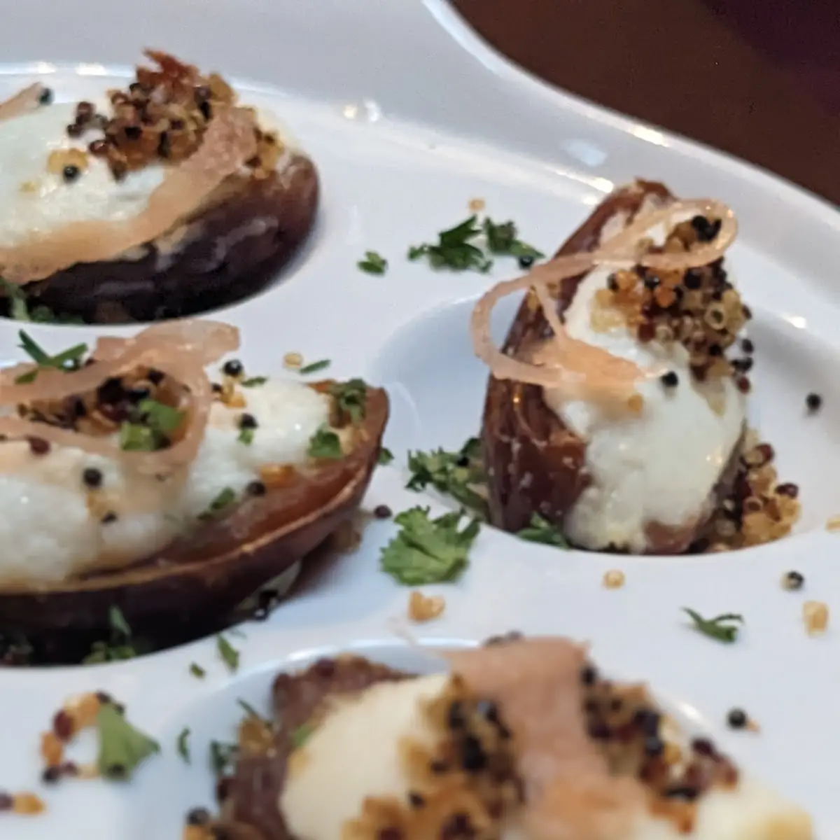 Warm Goat Cheese Stuffed Dates