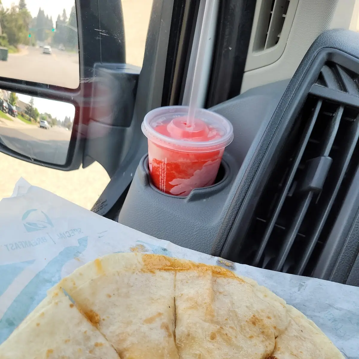 Cheese Quesadilla and Strawberry Freeze