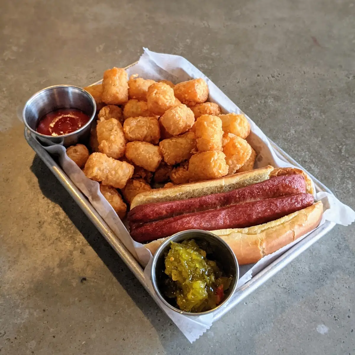 Hot Dog and Tots