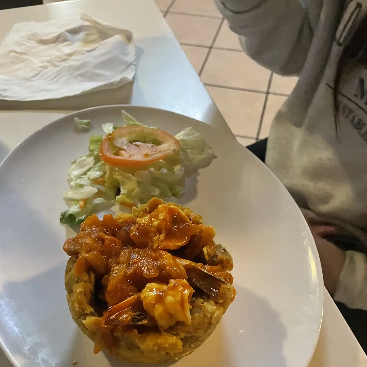 Shrimp in Tomato Sauce and Mofongo