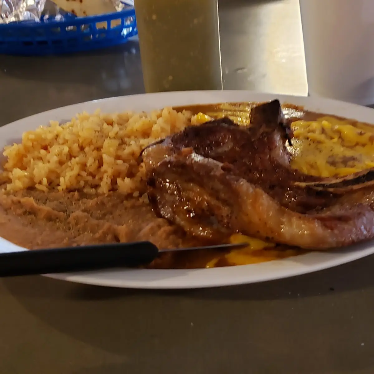 Pork Chops and Cheese Enchiladas