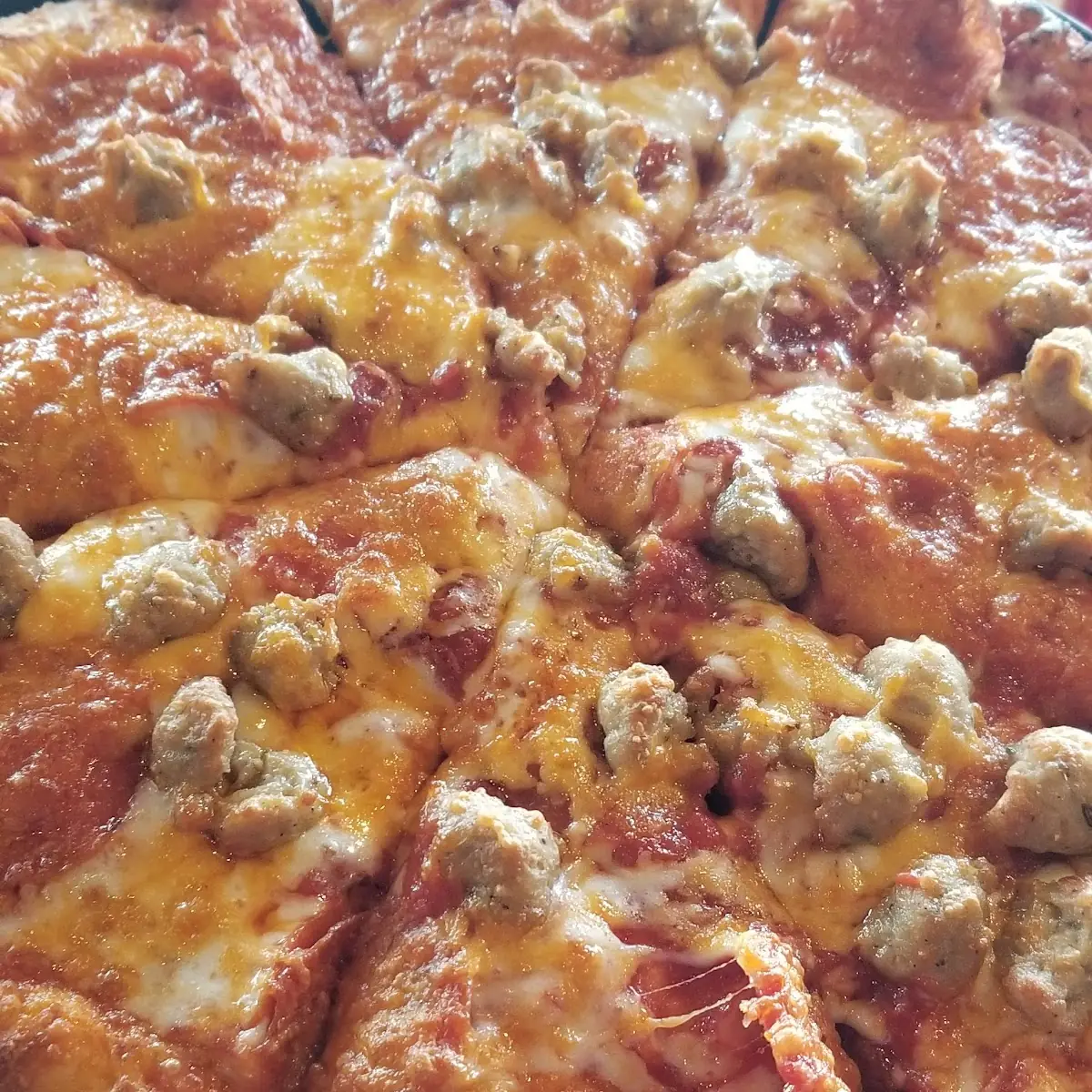 Pepperoni Italian Sausage & Cheddar Cheese Pizza