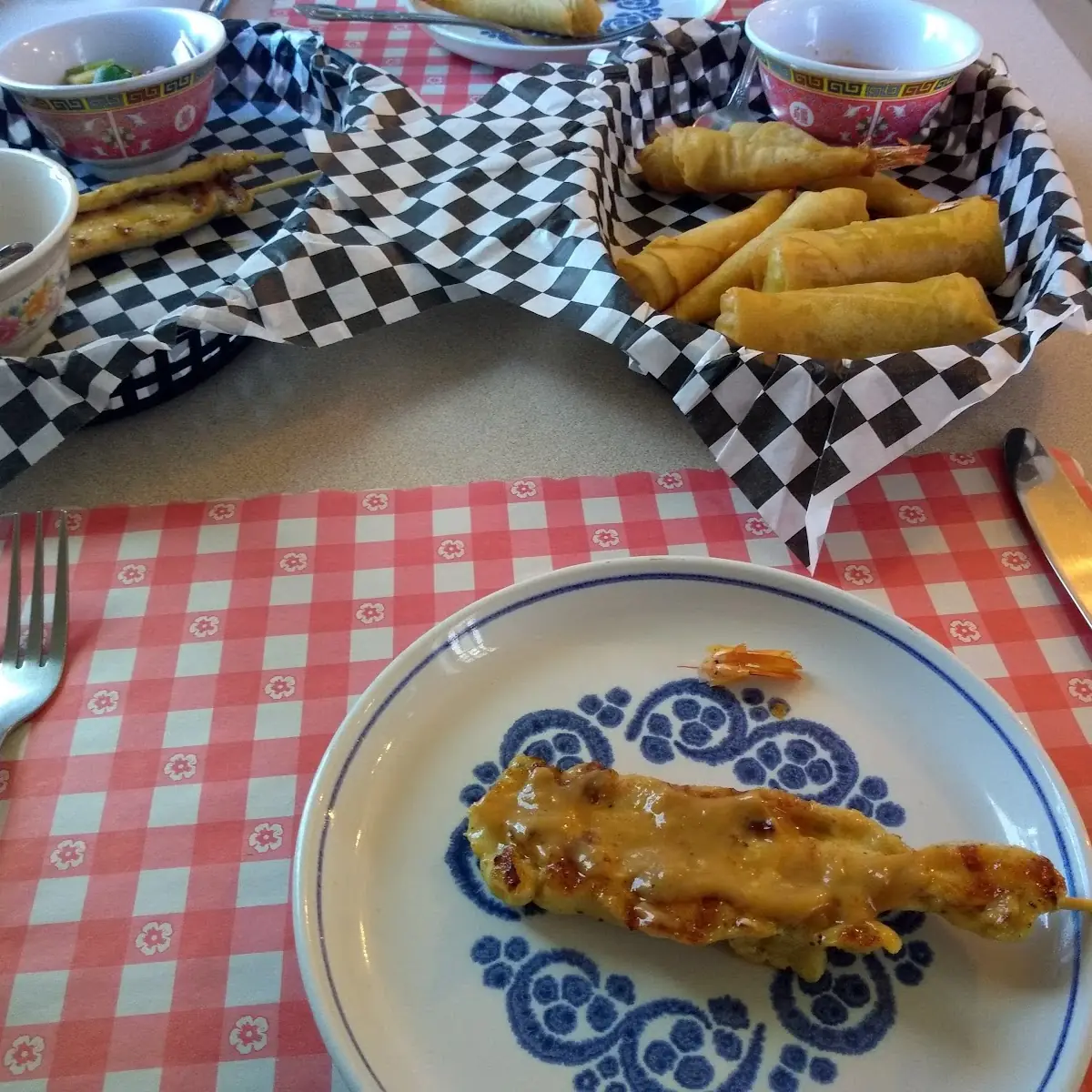Chicken Satay and Fried Shrimp