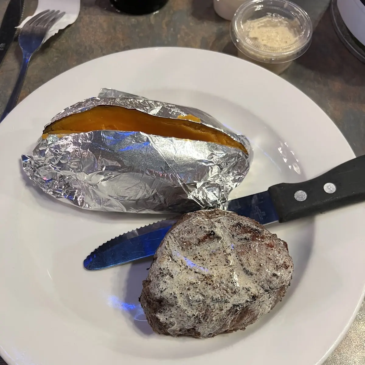 8 Oz Filet with a Sweet Potato