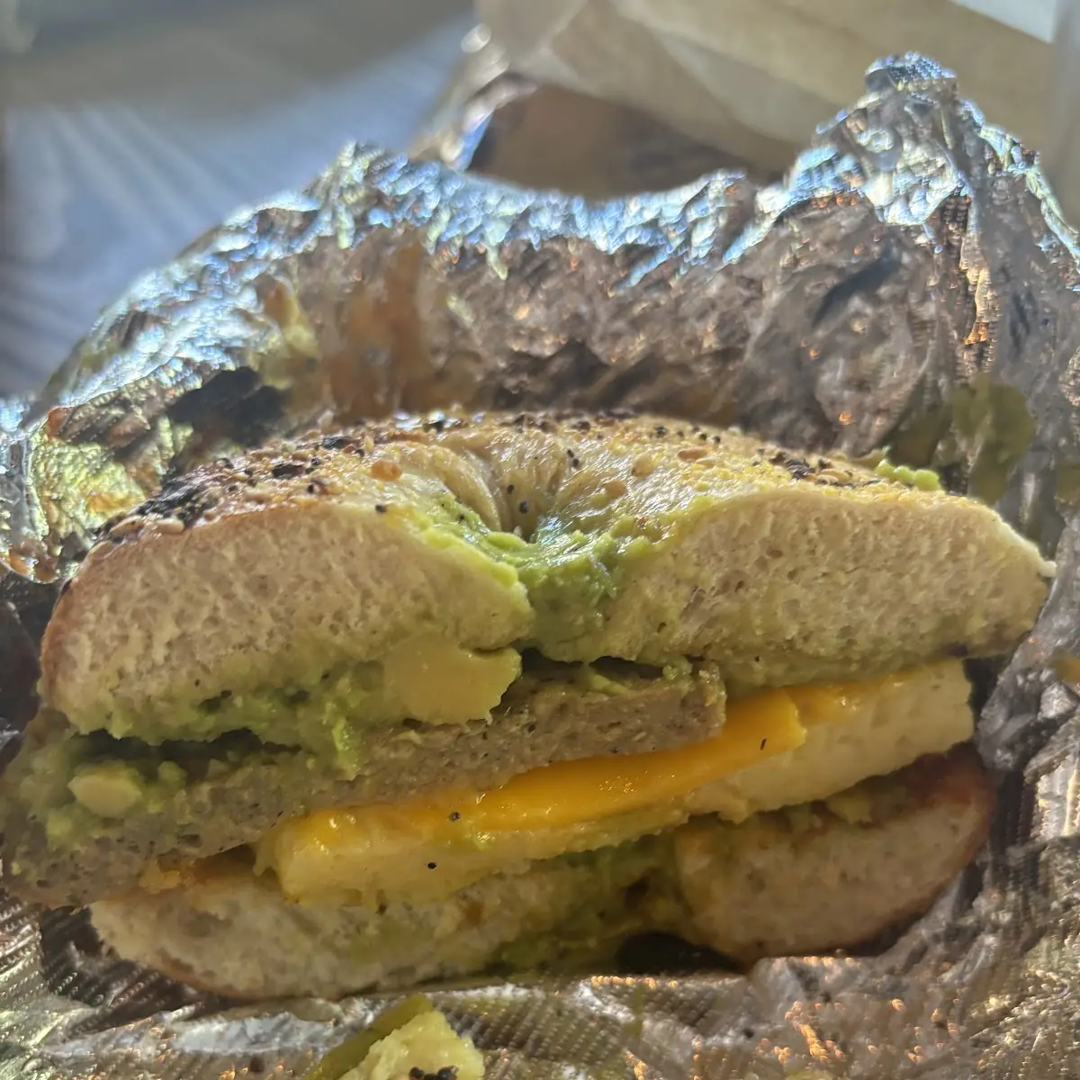 Egg Sausage and Cheese Everything Bagel