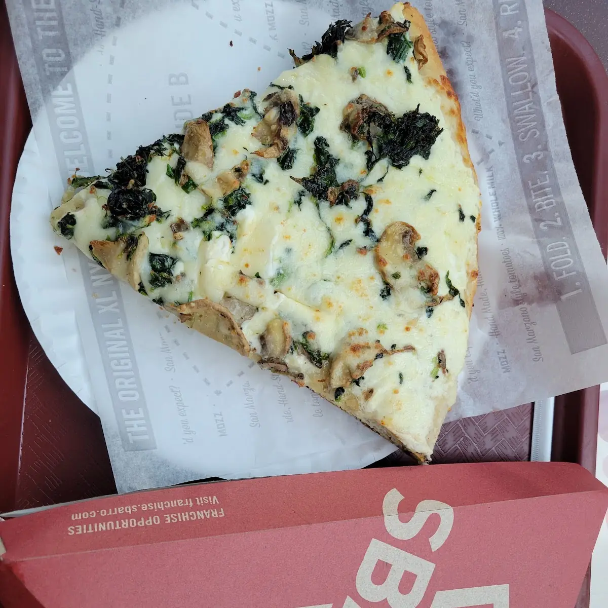 Spinach Mushroom Pizza Slice
