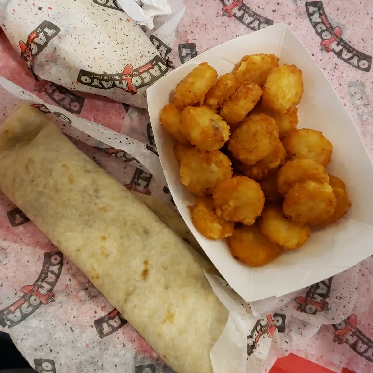 Bean Burrito Taco and Tator Tots
