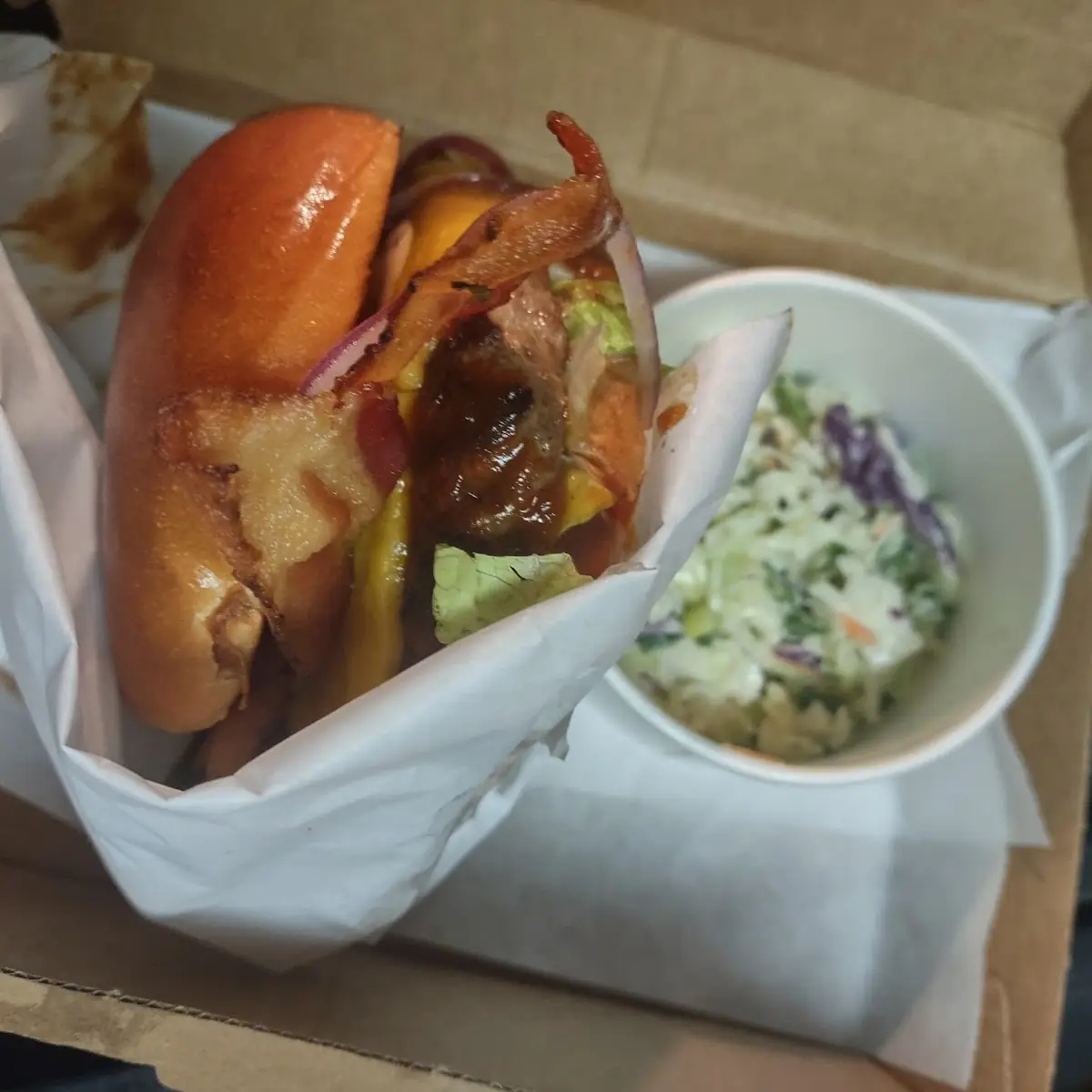 BBQ Ranch Bacon Cheeseburger with Slaw