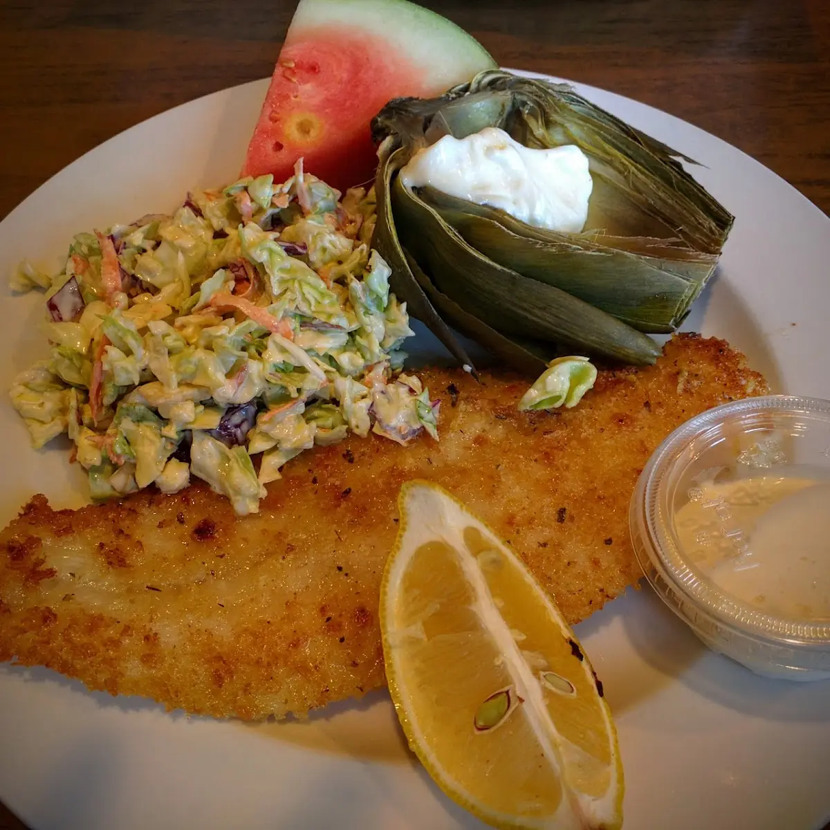 Open-Face Crab Sandwich with Steamed Artichoke