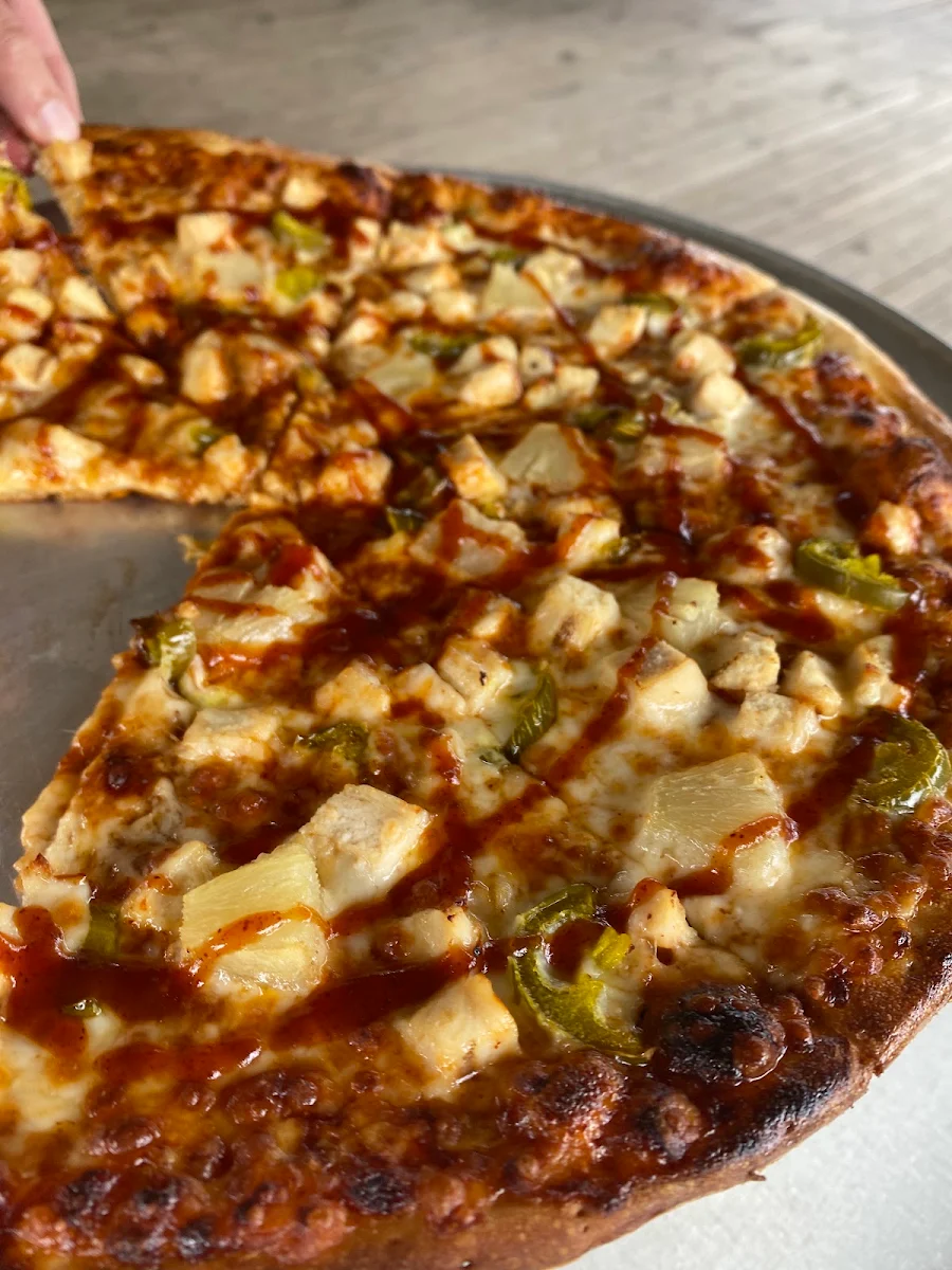 BBQ Chicken Pizza with Pineapple and Jalapeños