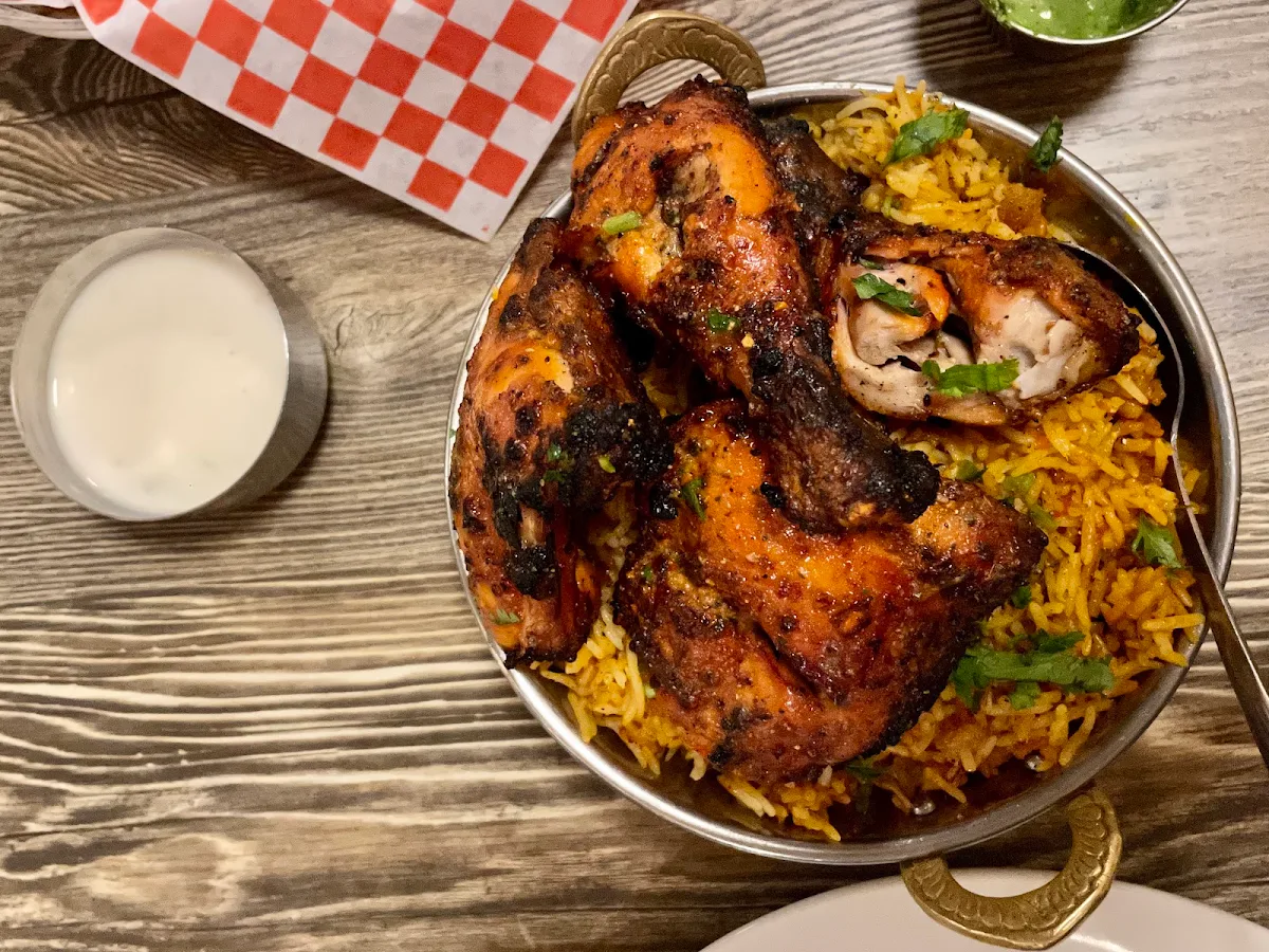 Tandoori Chicken Biryani, Saffron Indian Bistro