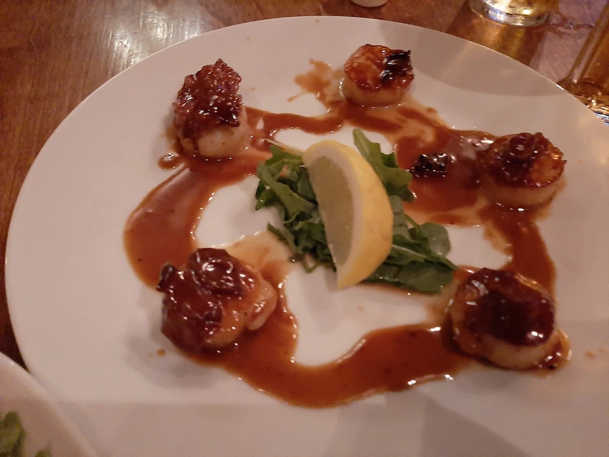 Bacon Wrapped Scallops N a Maple Drizzle