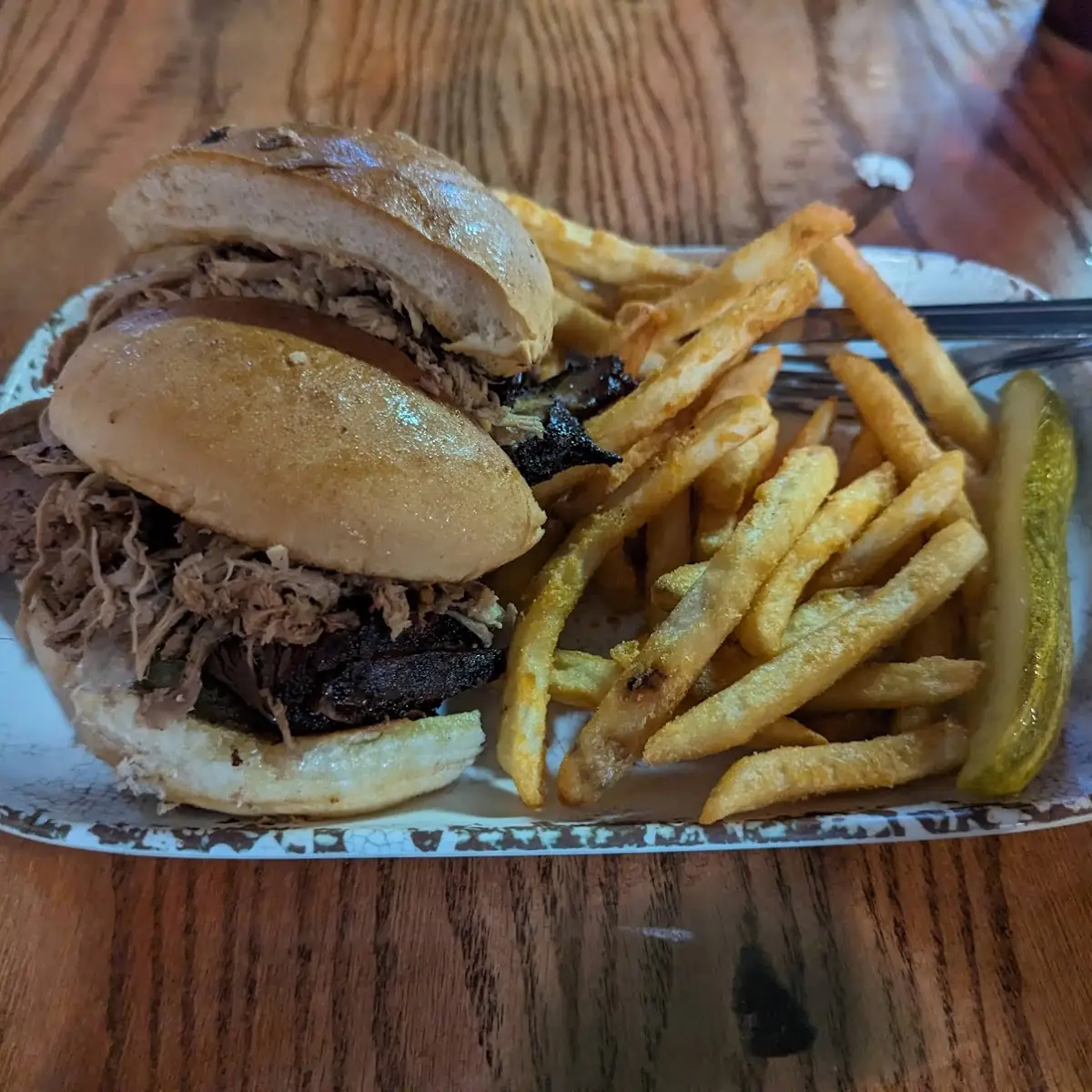Brisket and Pulled Pork Sandwich