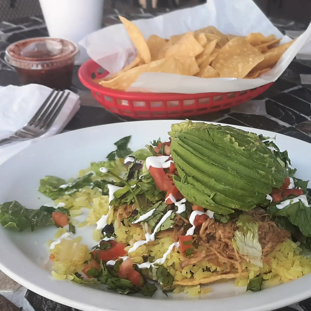 Chicken Tostada with Avacado